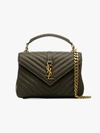 SAINT LAURENT SAINT LAURENT GREEN COLLEGE MEDIUM MATTELASSÉ LEATHER SHOULDER BAG,487213BRM0714084386