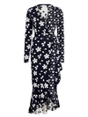 OSCAR DE LA RENTA Floral Silk-Blend Knit Midi Wrap Dress