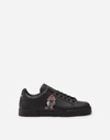 DOLCE & GABBANA CALFSKIN PORTOFINO SNEAKERS WITH PATCHES OF THE DESIGNERS