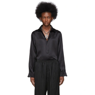 Balenciaga Silk Satin Button-front Shirt In Black