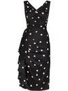 DOLCE & GABBANA POLKA DOTS RUCHED MIDI DRESS