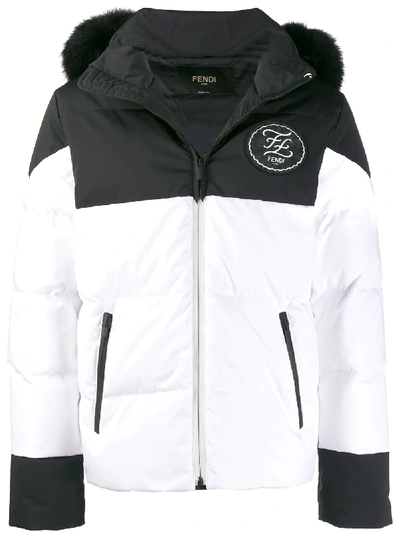 Fendi Removable Hood Ski Down Jacket In White