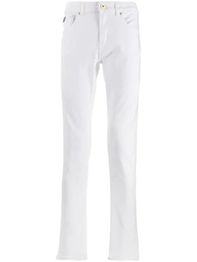 Versace Jeans Couture Men's Slim Jeans With Metallic Stitching In White