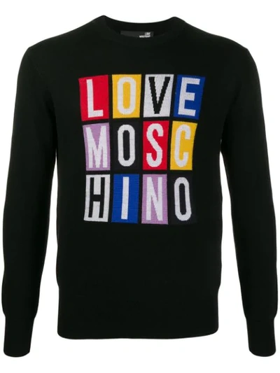 Love Moschino Logo Intarsia Jumper In Black