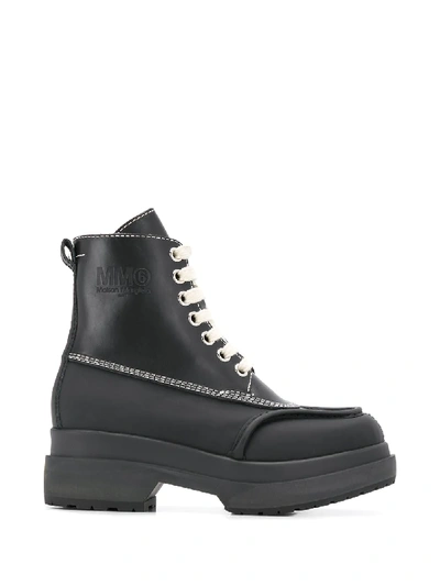 Mm6 Maison Margiela Chunky Lace-up Boots In Black