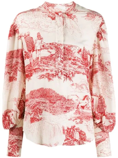 Chloé Printed Silk Crepe De Chine Blouse In White