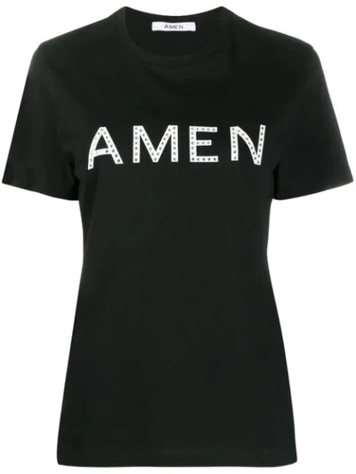 Amen Logo Print T-shirt In Black