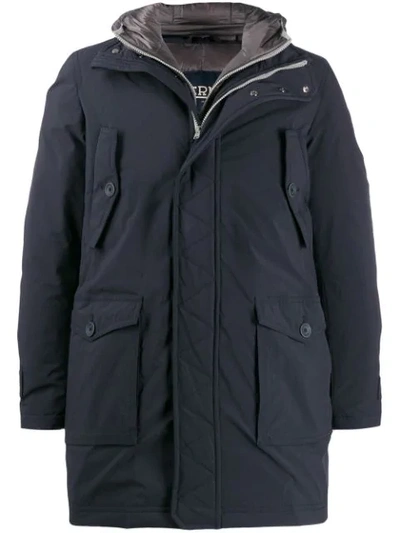 Herno Hooded Down Coat In Blue