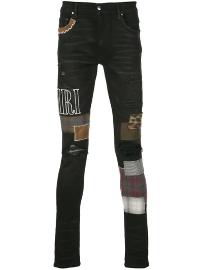 Amiri Men's Grunge Patchwork Skinny Jeans In Black