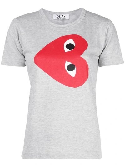 Comme Des Garçons Play Logo T-shirt In Grey