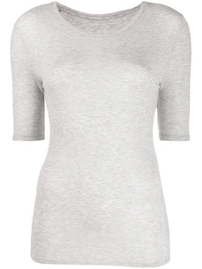 Majestic Round Neck Ribbed T-shirt In Grey
