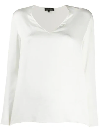 Antonelli V-neck Silk Top In White