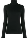 Majestic Turtle-neck Long Sleeve Top In Black