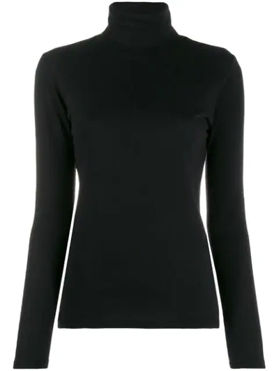 Majestic French Terry Turtleneck Top In Black