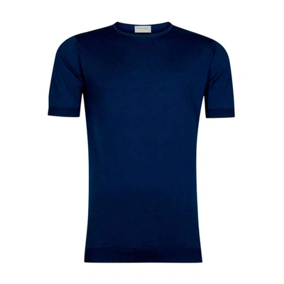 John Smedley Mens Blue Cotton T-shirt