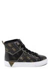 GUESS BLACK POLYURETHANE HI TOP SNEAKERS,FL8GAIFAL12BLACK