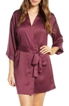 Flora Nikrooz Victoria Satin Short Robe In Berry