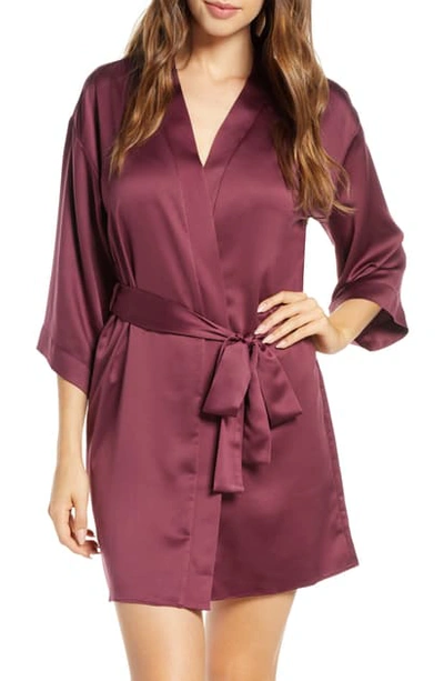 Flora Nikrooz Victoria Satin Short Robe In Berry