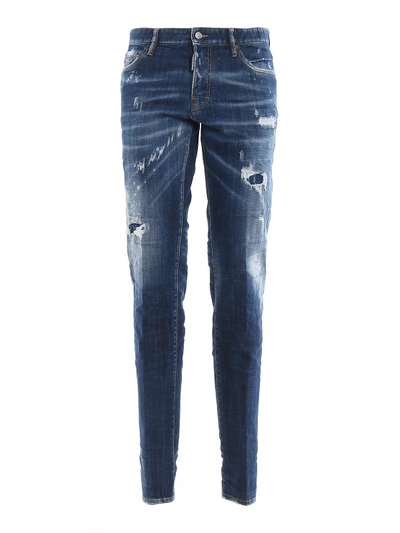 Dsquared2 Slim Scraped Jeans In Black