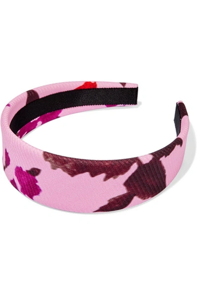 Erdem Orietta Floral-print Twill Headband In Pink