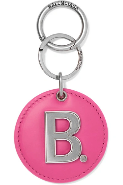 Balenciaga Embellished Leather Keychain In Pink