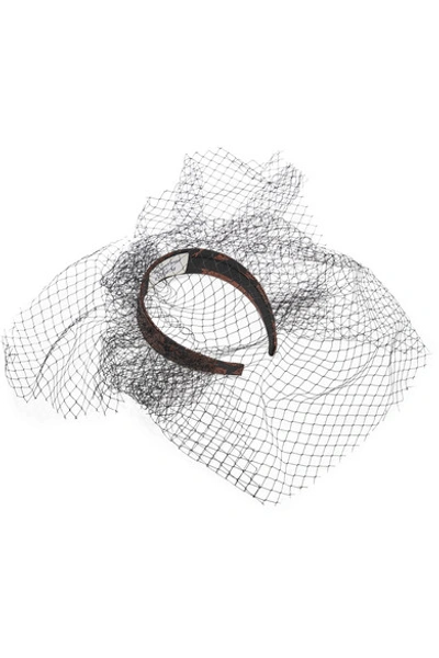 Erdem Metallic Jacquard And Mesh Headband In Black