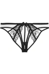 AGENT PROVOCATEUR ROZLYN CUTOUT LEAVERS LACE AND STRETCH-TULLE BRIEFS
