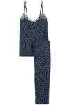 EBERJEY BLOOM LACE-TRIMMED FLORAL-PRINT STRETCH-MODAL JERSEY PAJAMA SET