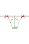 AGENT PROVOCATEUR LORNA BOW-EMBELLISHED TULLE THONG