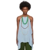 Jacquemus Haut Bijoux Backless Draped Embellished Crepe Halterneck Top In Blue