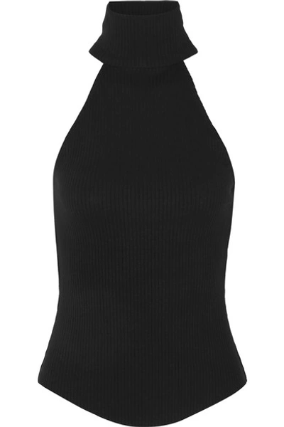 The Range Alloy Stretch-knit Turtleneck Top In Black
