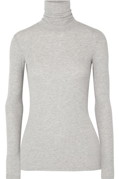 Atm Anthony Thomas Melillo Ribbed Mélange Stretch-micro Modal Turtleneck Top In Gray