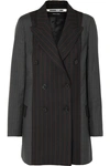 MCQ BY ALEXANDER MCQUEEN DOUBLE-BREASTED PANELED PINSTRIPED GRAIN DE POUDRE AND WOOL BLAZER
