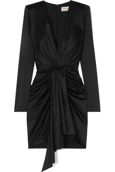 Alexandre Vauthier Draped Stretch-silk Satin Mini Dress In Black