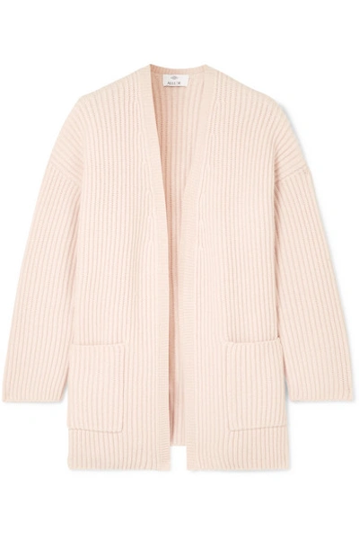 Allude Oversized Ribbed Cashmere Cardigan In Pastel Pink