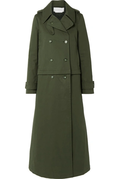 Gabriela Hearst Gusev Convertible Brushed Cotton-canvas Trench Coat In Army Green