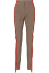 BURBERRY JERSEY-TRIMMED HOUNDSTOOTH WOOL AND COTTON-BLEND STRAIGHT-LEG PANTS