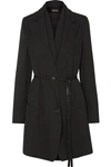 ANN DEMEULEMEESTER LAYERED SATIN-TRIMMED WOOL AND COTTON-BLEND COAT