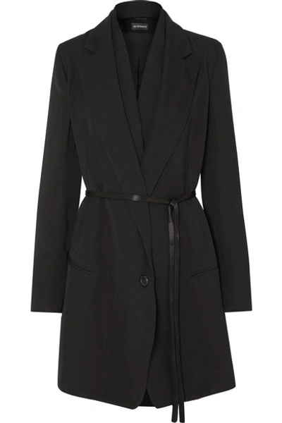 Ann Demeulemeester Layered Satin-trimmed Wool And Cotton-blend Coat In Black