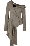 MONSE ASYMMETRIC HERRINGBONE WOOL-BLEND BLAZER