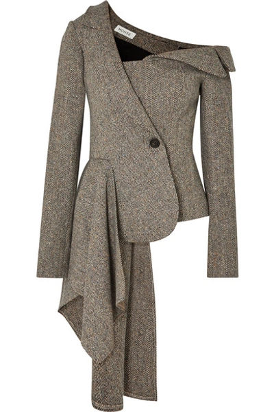 Monse Asymmetric Herringbone Wool-blend Blazer In Camel