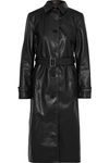 COMMISSION BELTED FAUX LEATHER TRENCH COAT