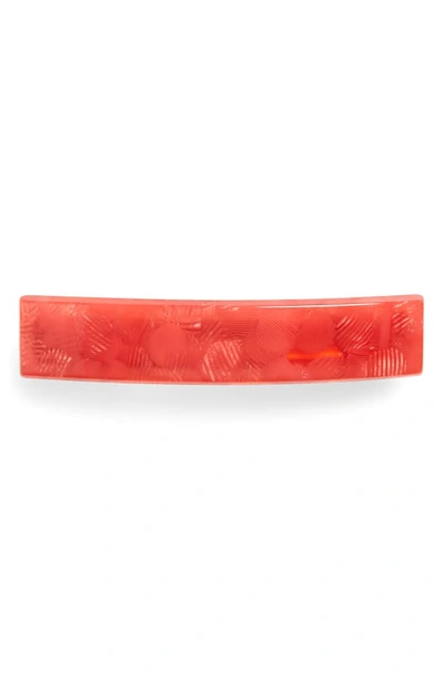 France Luxe Rectangle Barrette In Neon Spot Hot Pink