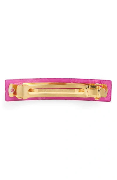 France Luxe Rectangle Barrette In Neon Spot Purple