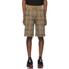 BURBERRY BURBERRY BEIGE CHECK FLYNN SHORTS