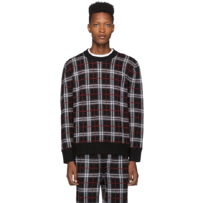 Burberry Fletcher Checked Wool-blend Sweater In Black