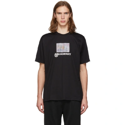Burberry Montage Print Cotton Oversized T-shirt In Black