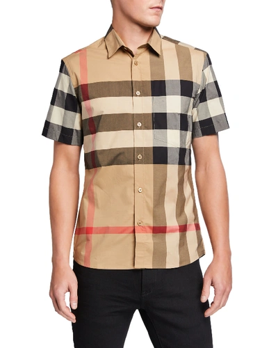 BURBERRY MEN'S SOMERTON CHECK SHORT-SLEEVE SPORT SHIRT,PROD151320209