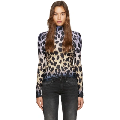 R13 Leopard Print Roll Neck Top In Brown