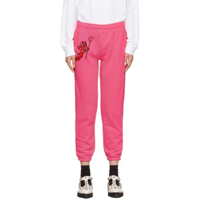 Ashley Williams Pink Cherub Devil Jogger Lounge Trousers In Neon Pink
